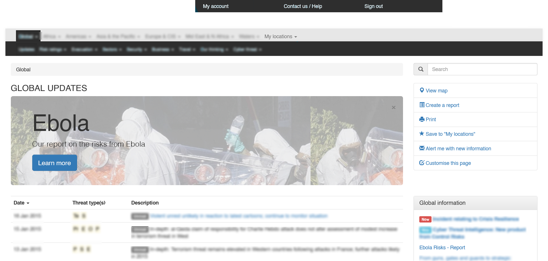 A screenshot of a clickable prototype showing the home page