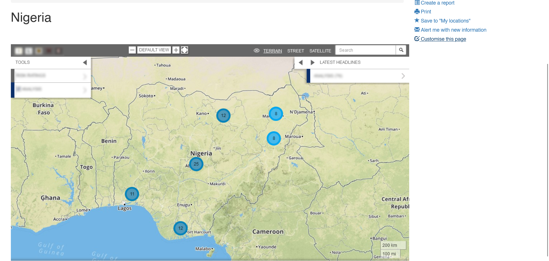 A screenshot of a clickable prototype showing map-based navigation