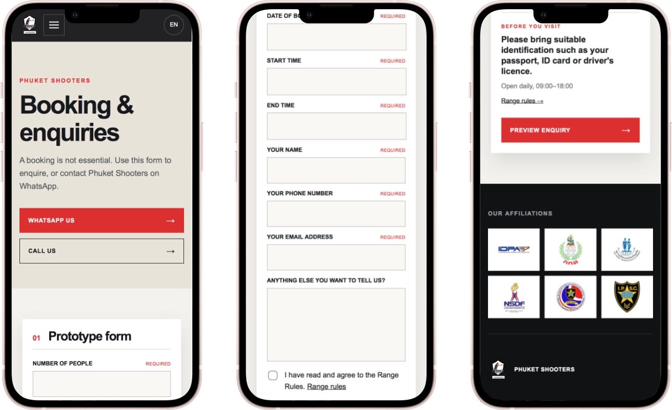 The new mobile booking page built with Codex